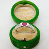 18ct White Gold, 0.5ct Ruby & Diamond Dress Ring Vintage c1980 Size O UK
