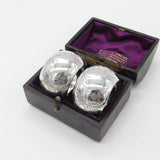 Boxed Pair of Victorian Sterling Silver Floral Napkin Rings 1881 Birmingham