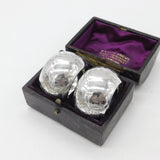 Boxed Pair of Victorian Sterling Silver Floral Napkin Rings 1881 Birmingham