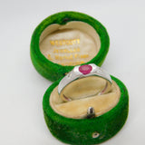 18ct White Gold, 0.5ct Ruby & Diamond Dress Ring Vintage c1980 Size O UK