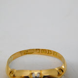 Edwardian 18ct Yellow Gold, Ruby & Diamond Boat Ring Antique 1908 Chester