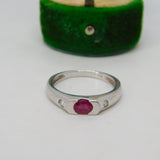 18ct White Gold, 0.5ct Ruby & Diamond Dress Ring Vintage c1980 Size O UK