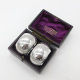 Boxed Pair of Victorian Sterling Silver Floral Napkin Rings 1881 Birmingham