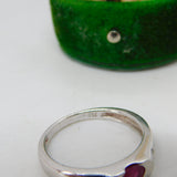 18ct White Gold, 0.5ct Ruby & Diamond Dress Ring Vintage c1980 Size O UK