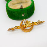 Victorian 9ct Yellow Gold Crescent Form Sweetheart Brooch Antique 1896 Chester
