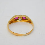 Edwardian 18ct Yellow Gold, Ruby & Diamond Boat Ring Antique 1908 Chester