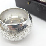 Boxed Pair of Victorian Sterling Silver Floral Napkin Rings 1881 Birmingham