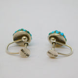 19th Century Austro-Hungarian Sterling Silver Turquoise Screw-Back Earrings c1890