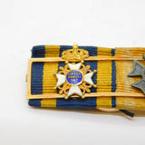 19th Century 18ct Gold Romanian Military & Iron Cross Medal Ribbon Bar Antique