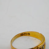 Victorian 15ct Yellow Gold, Ruby & Seed Pearl Boat Ring Antique 1897 Birmingham