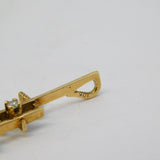 10ct Yellow Gold Brutalist Diamond, Peridot, Pearl Pendant Vintage c1970