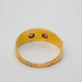 Victorian 15ct Yellow Gold, Ruby & Seed Pearl Boat Ring Antique 1897 Birmingham