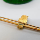 Victorian 9ct Bi-Colour Gold Perched Owl Sweetheart Brooch Antique c1890