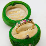 9ct Yellow Gold Acrostic 'DEAREST' Stone Spelling Band Ring Vintage c1980