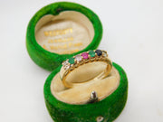 9ct Yellow Gold Acrostic 'DEAREST' Stone Spelling Band Ring Vintage c1980