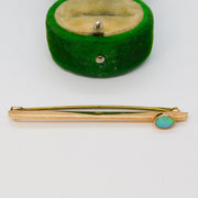 Edwardian 9ct Rose Gold & Cabochon Opal Set Sweetheart Brooch Antique c1910