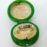 9ct Yellow Gold Acrostic 'DEAREST' Stone Spelling Band Ring Vintage c1980