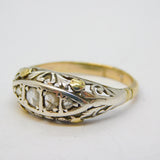 George III 9ct Yellow Gold & Silver Set Old-Cut Diamond Boat Ring Antique c1780