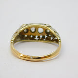 George III 9ct Yellow Gold & Silver Set Old-Cut Diamond Boat Ring Antique c1780