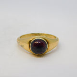 19th Century 14ct Yellow Gold Cabochon Almandine Garnet Signet Ring Antique c1860