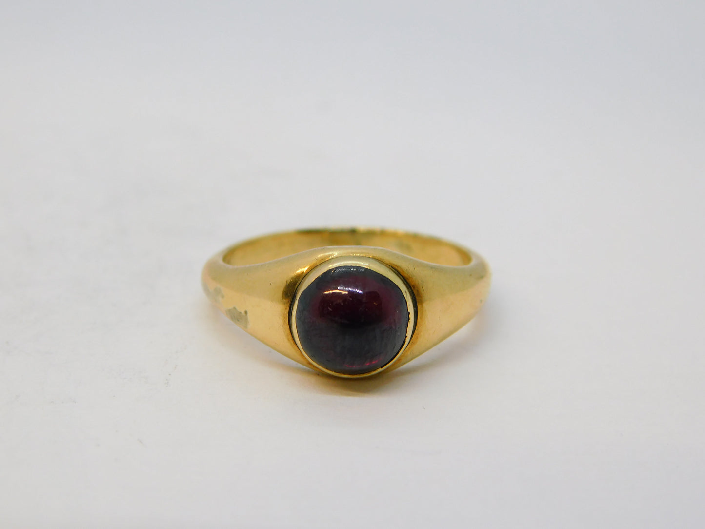19th Century 14ct Yellow Gold Cabochon Almandine Garnet Signet Ring Antique c1860