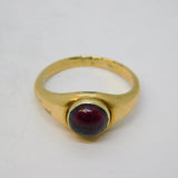 19th Century 14ct Yellow Gold Cabochon Almandine Garnet Signet Ring Antique c1860