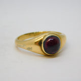 19th Century 14ct Yellow Gold Cabochon Almandine Garnet Signet Ring Antique c1860