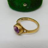 9ct Yellow Gold & Cabochon Derbyshire Blue John Band Ring Vintage c1980