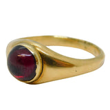 19th Century 14ct Yellow Gold Cabochon Almandine Garnet Signet Ring Antique c1860