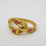 9ct Yellow Gold Ruby Set Snake or Serpent Dress Ring Vintage 2003 Birmingham