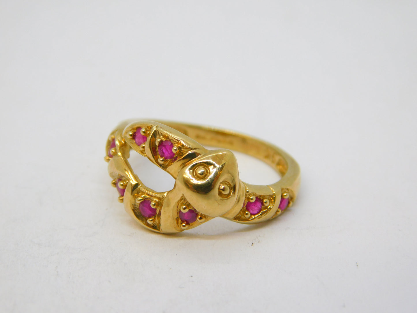 9ct Yellow Gold Ruby Set Snake or Serpent Dress Ring Vintage 2003 Birmingham