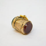 Victorian 9ct Rose Gold, Carnelian, Bloodstone Drum Form Charm Antique c1880