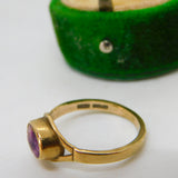 9ct Yellow Gold & Cabochon Derbyshire Blue John Band Ring Vintage c1980