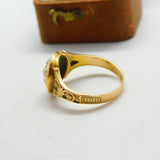 Victorian 15ct Gold, Seed Pearl, Rose Cut Diamond & Black Enamel Floral Ring c1860