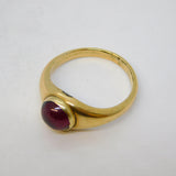 19th Century 14ct Yellow Gold Cabochon Almandine Garnet Signet Ring Antique c1860