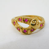 9ct Yellow Gold Ruby Set Snake or Serpent Dress Ring Vintage 2003 Birmingham