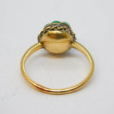 Victorian 9ct Yellow Gold & Turquoise Set Floral Target Ring Antique c1860