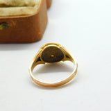 Victorian 15ct Gold, Seed Pearl, Rose Cut Diamond & Black Enamel Floral Ring c1860