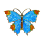 Art Deco Sterling Silver Guilloche Enamel Butterfly Brooch Antique c1920s