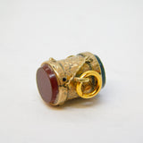 Victorian 9ct Rose Gold, Carnelian, Bloodstone Drum Form Charm Antique c1880