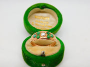 Edwardian 9ct Rose Gold, Turquoise & Pearl Floral Boat Ring Antique 1909 Chester