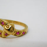 9ct Yellow Gold Ruby Set Snake or Serpent Dress Ring Vintage 2003 Birmingham