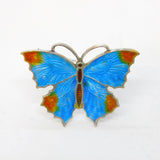 Art Deco Sterling Silver Guilloche Enamel Butterfly Brooch Antique c1920s