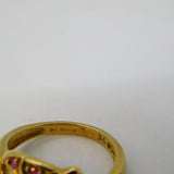 9ct Yellow Gold Ruby Set Snake or Serpent Dress Ring Vintage 2003 Birmingham