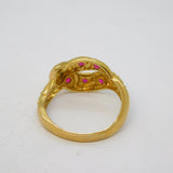 9ct Yellow Gold Ruby Set Snake or Serpent Dress Ring Vintage 2003 Birmingham