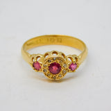 Edwardian 18ct Yellow Gold, Ruby & Diamond Floral Dress Ring Antique 1910 Chester