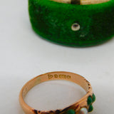 Edwardian 9ct Rose Gold, Turquoise & Pearl Floral Boat Ring Antique 1909 Chester