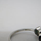 18ct White Gold, Three-Stone Emerald & Diamond Dress Ring Vintage c1990