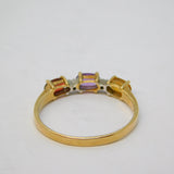 9ct Yellow Gold, Garnet, Amethyst, Citrine, Diamond Dress Ring Vintage 1996 London