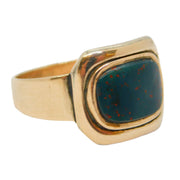 George III 9ct Rose Gold Bloodstone Set Mourning Ring Antique c1800